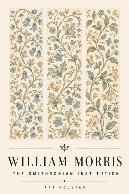Adaçayı Yeşili Altın William Morris Art Nouveau Botanik Desen Duvar Tablosu
