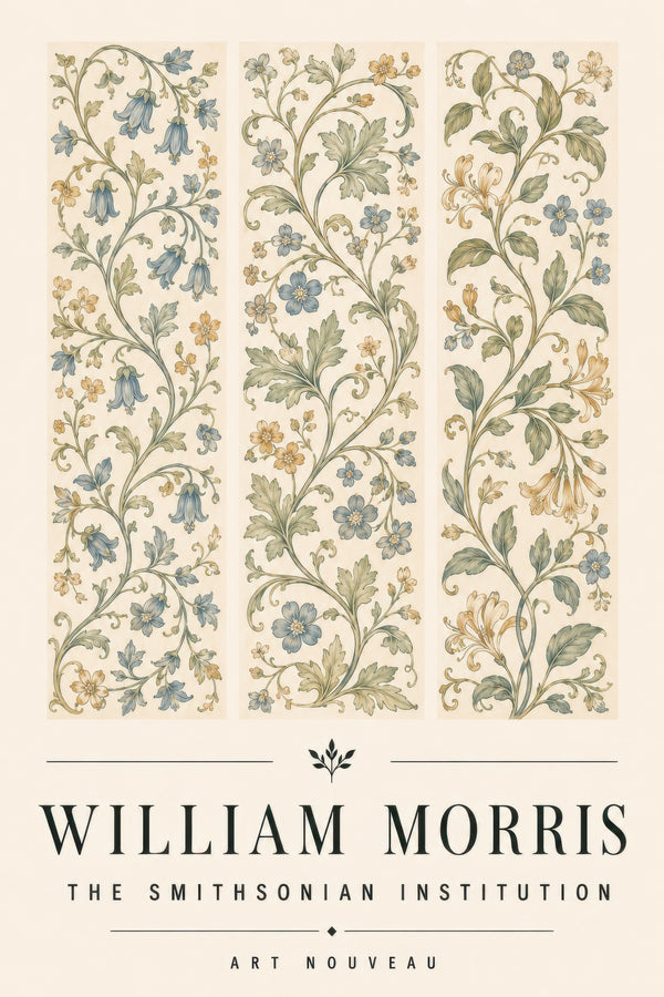 Adaçayı Yeşili Altın William Morris Art Nouveau Botanik Desen Duvar Tablosu