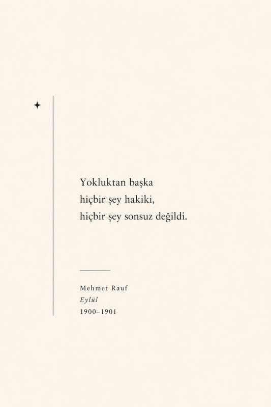 Bej Siyah Mehmet Rauf Eylül Şiir Alıntısı Tipografi Duvar Tablosu