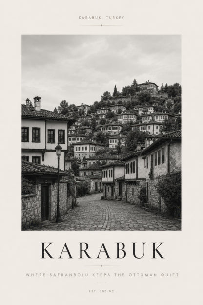 Siyah Beyaz Karabük Safranbolu Tarihi Mimari Duvar Tablosu