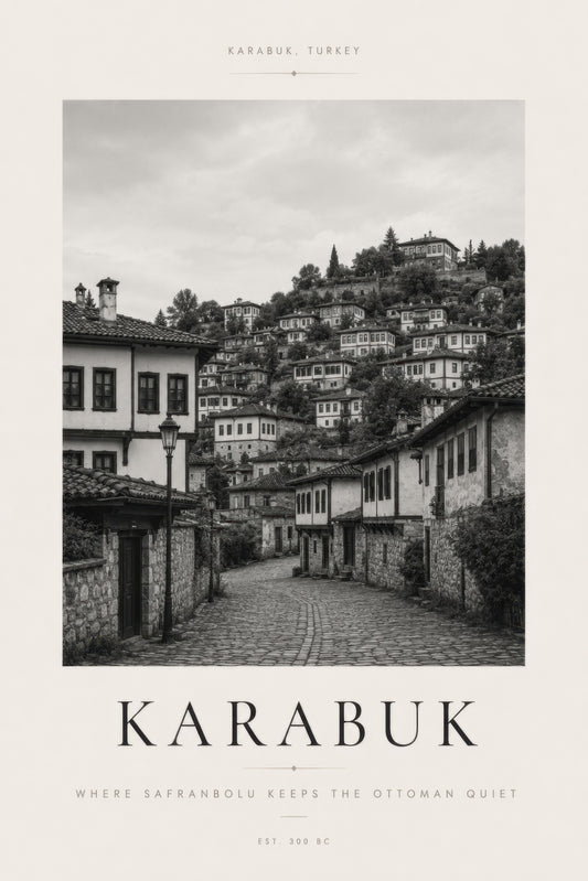 Siyah Beyaz Karabük Safranbolu Tarihi Mimari Duvar Tablosu