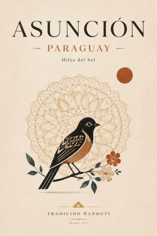 Bej Turuncu Paraguay Kuş Motifli Vintage Duvar Tablosu