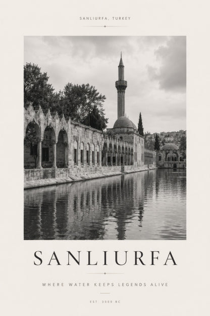 Gri Beyaz Şanlıurfa Balıklıgöl Tarihi Mimari Duvar Tablosu