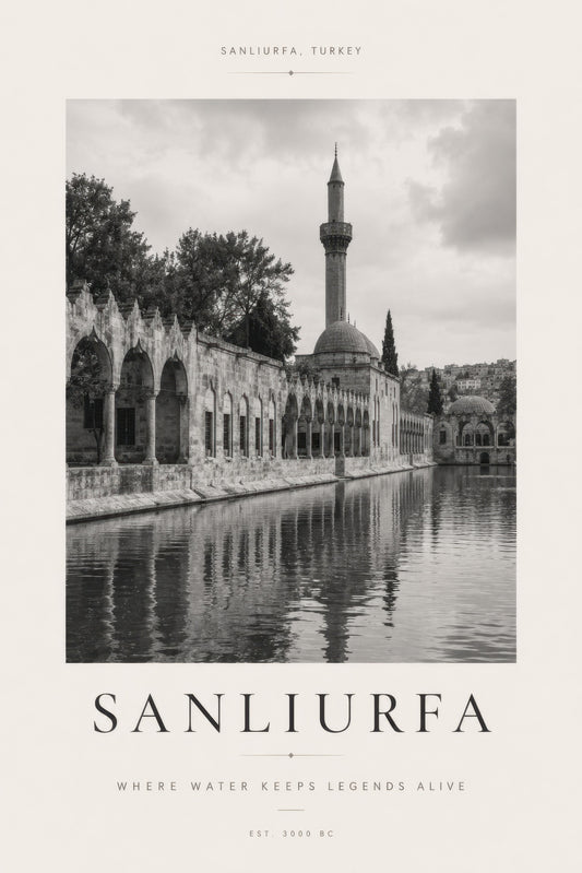 Gri Beyaz Şanlıurfa Balıklıgöl Tarihi Mimari Duvar Tablosu