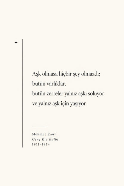Krem Siyah Mehmet Rauf Edebiyat Alıntısı Minimalist Duvar Tablosu