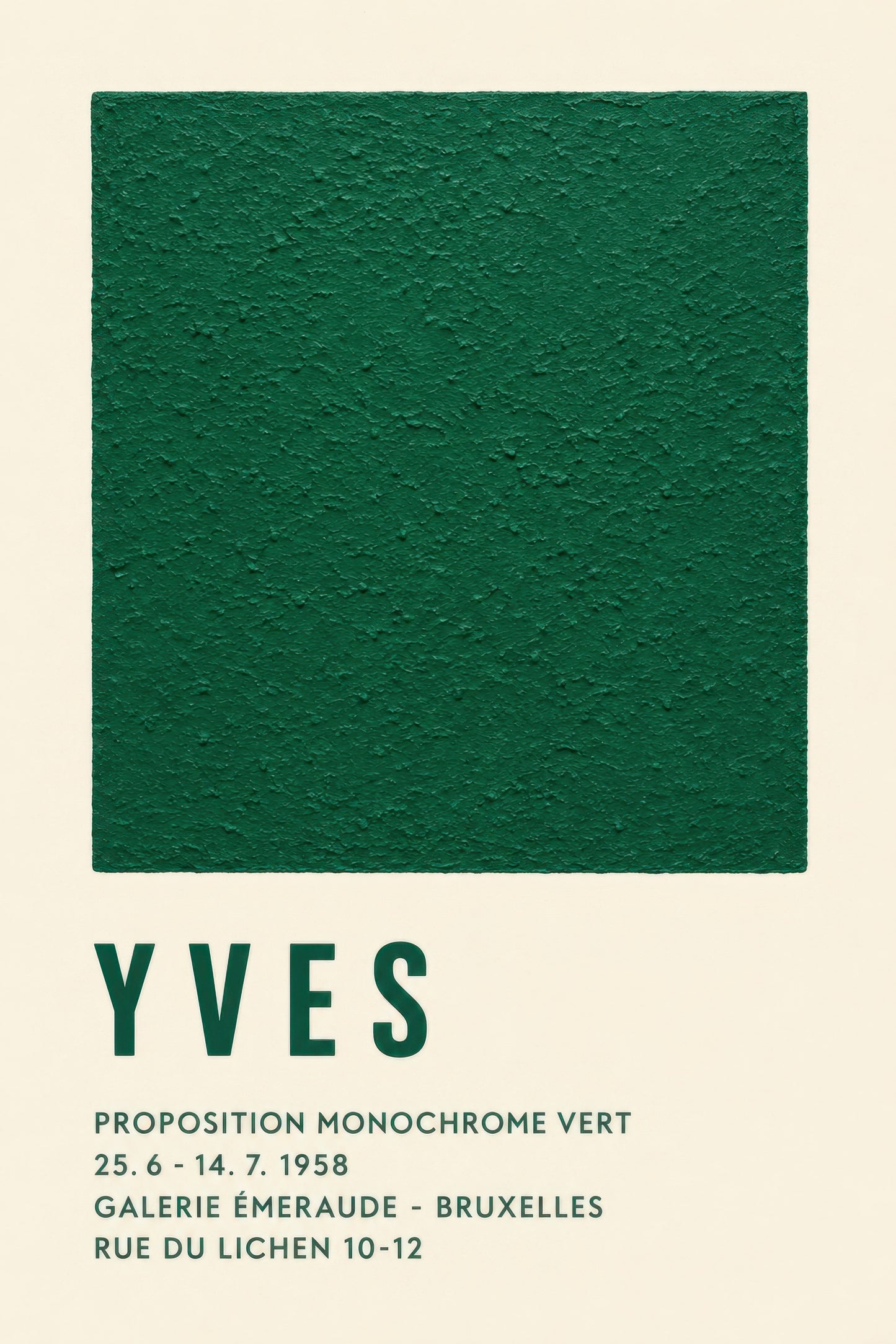 Yeşil Krem Yves Klein Sergi Afişi Minimalist Duvar Tablosu