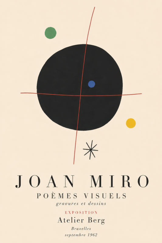 Siyah Sarı Yeşil Joan Miró Soyut Sanat Sergi Afişi Duvar Tablosu