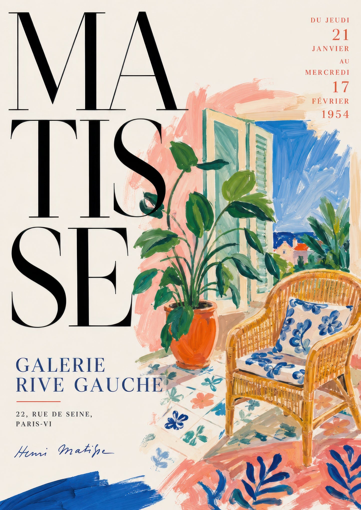 Turuncu Mavi Yeşil Matisse Sergi Afişi Modern Sanat Duvar Tablosu