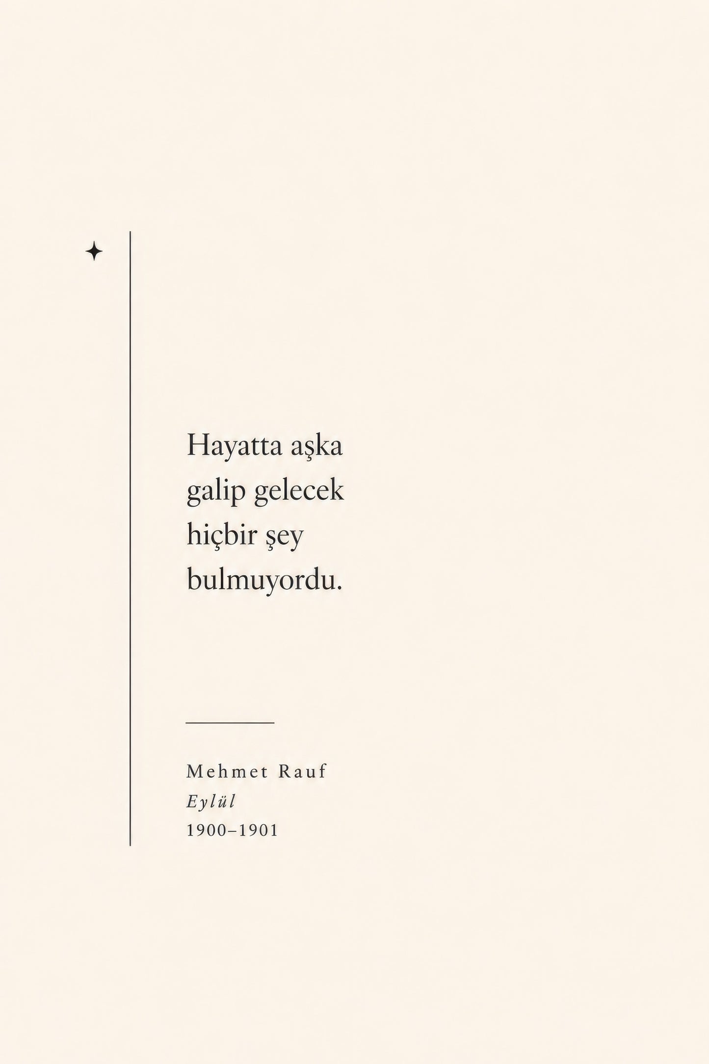 Krem Siyah Mehmet Rauf Şiir Minimalist Duvar Tablosu