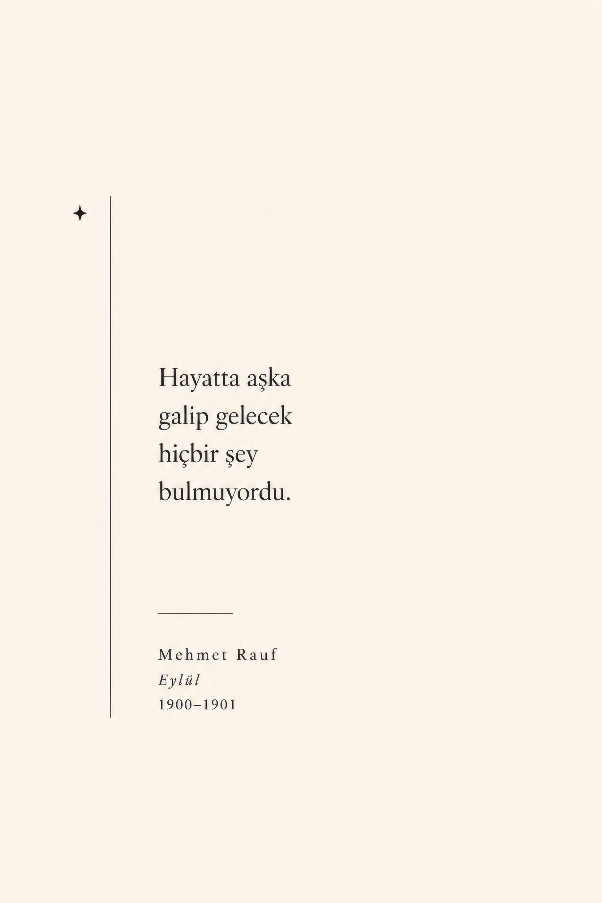 Krem Siyah Mehmet Rauf Şiir Minimalist Duvar Tablosu