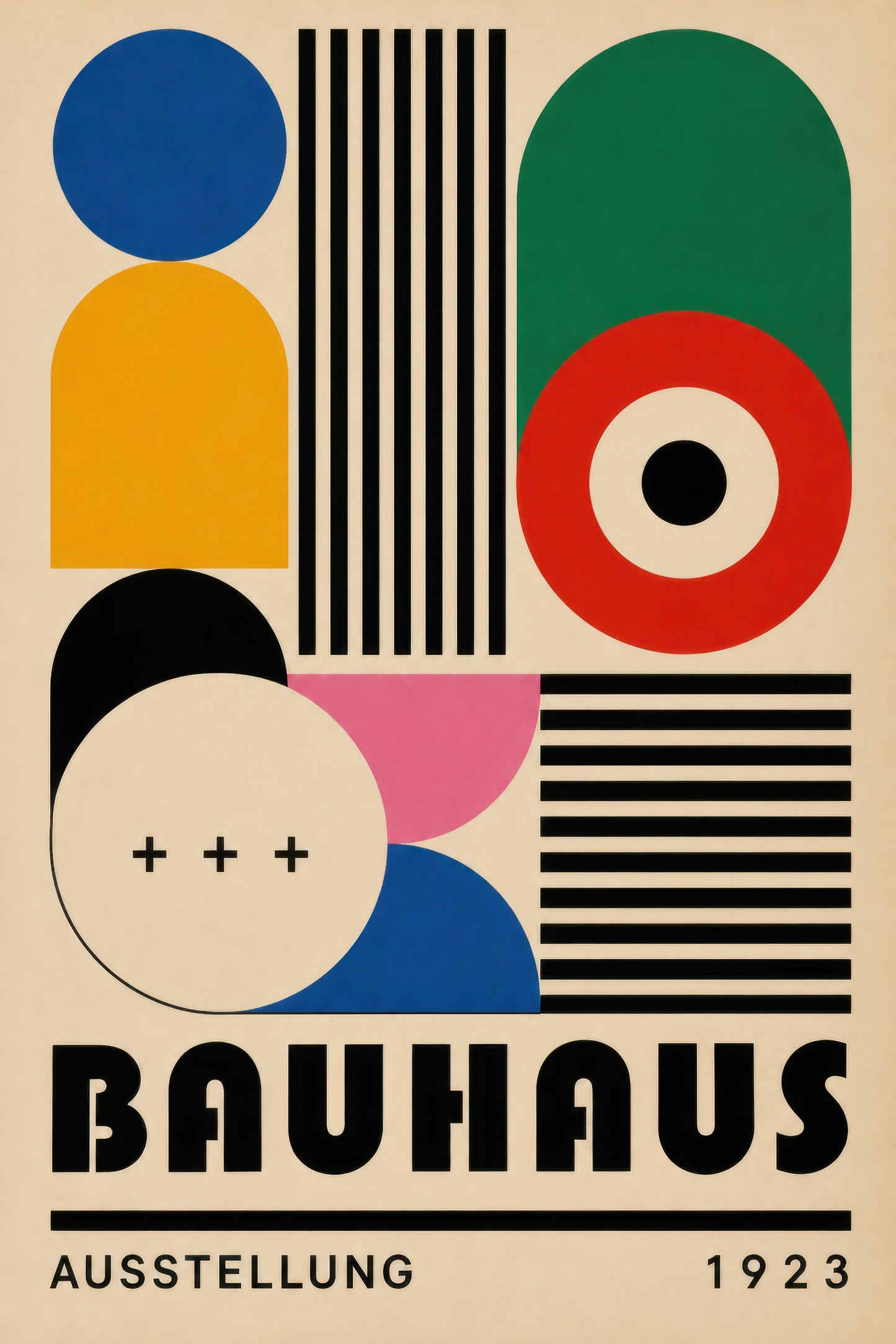 Mavi Sarı Yeşil Kırmızı Bauhaus Geometrik Soyut Duvar Tablosu