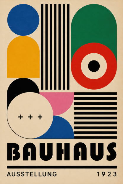 Mavi Sarı Yeşil Kırmızı Bauhaus Geometrik Soyut Duvar Tablosu