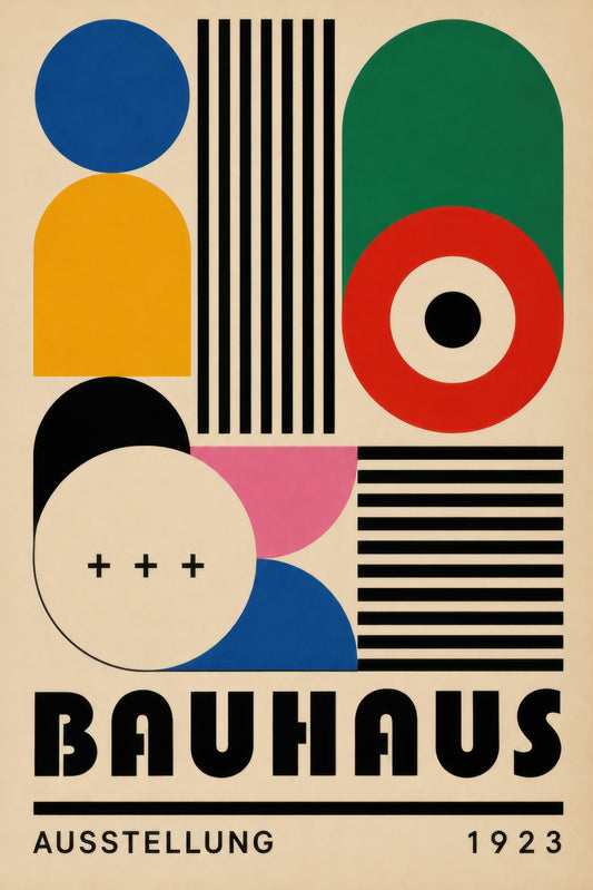 Mavi Sarı Yeşil Kırmızı Bauhaus Geometrik Soyut Duvar Tablosu