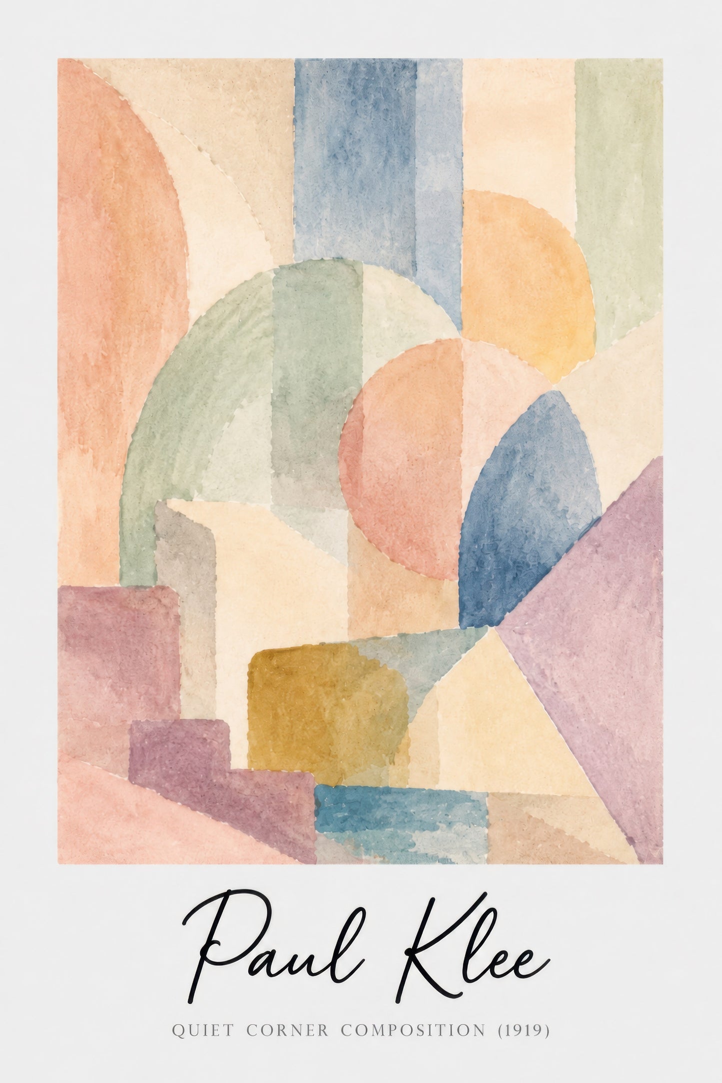 Pembe Mavi Geometrik Soyut Sanat Paul Klee Tarzı Duvar Tablosu