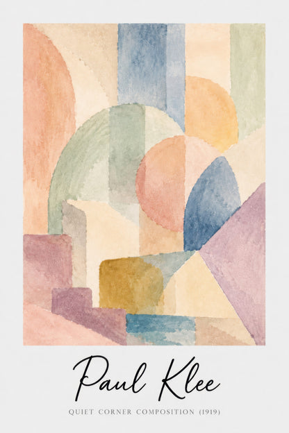Pembe Mavi Geometrik Soyut Sanat Paul Klee Tarzı Duvar Tablosu