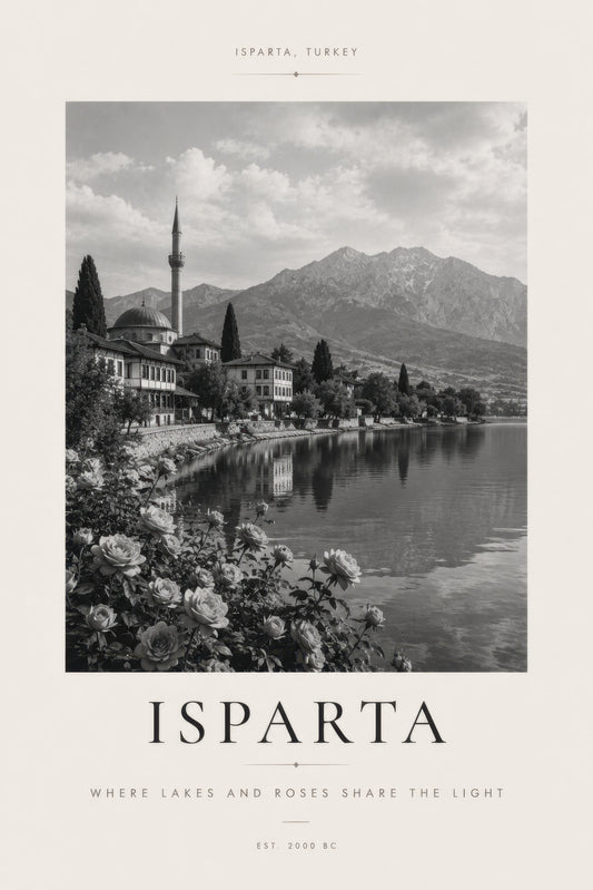 Siyah Beyaz Isparta Göl Manzarası Nostaljik Duvar Tablosu