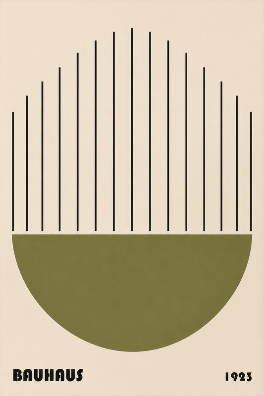 Bej Zeytin Yeşili Bauhaus Geometrik Minimalist Duvar Tablosu