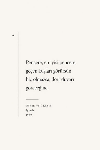Bej Siyah Orhan Veli Kanık Şiir Tipografi Duvar Tablosu