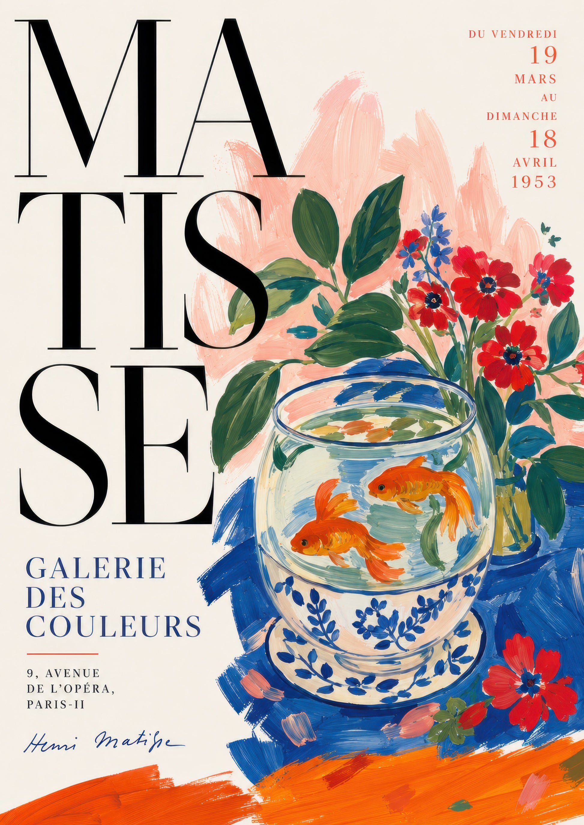 Kırmızı Mavi Turuncu Matisse Sergi Afişi Sanat Tarihi Duvar Tablosu