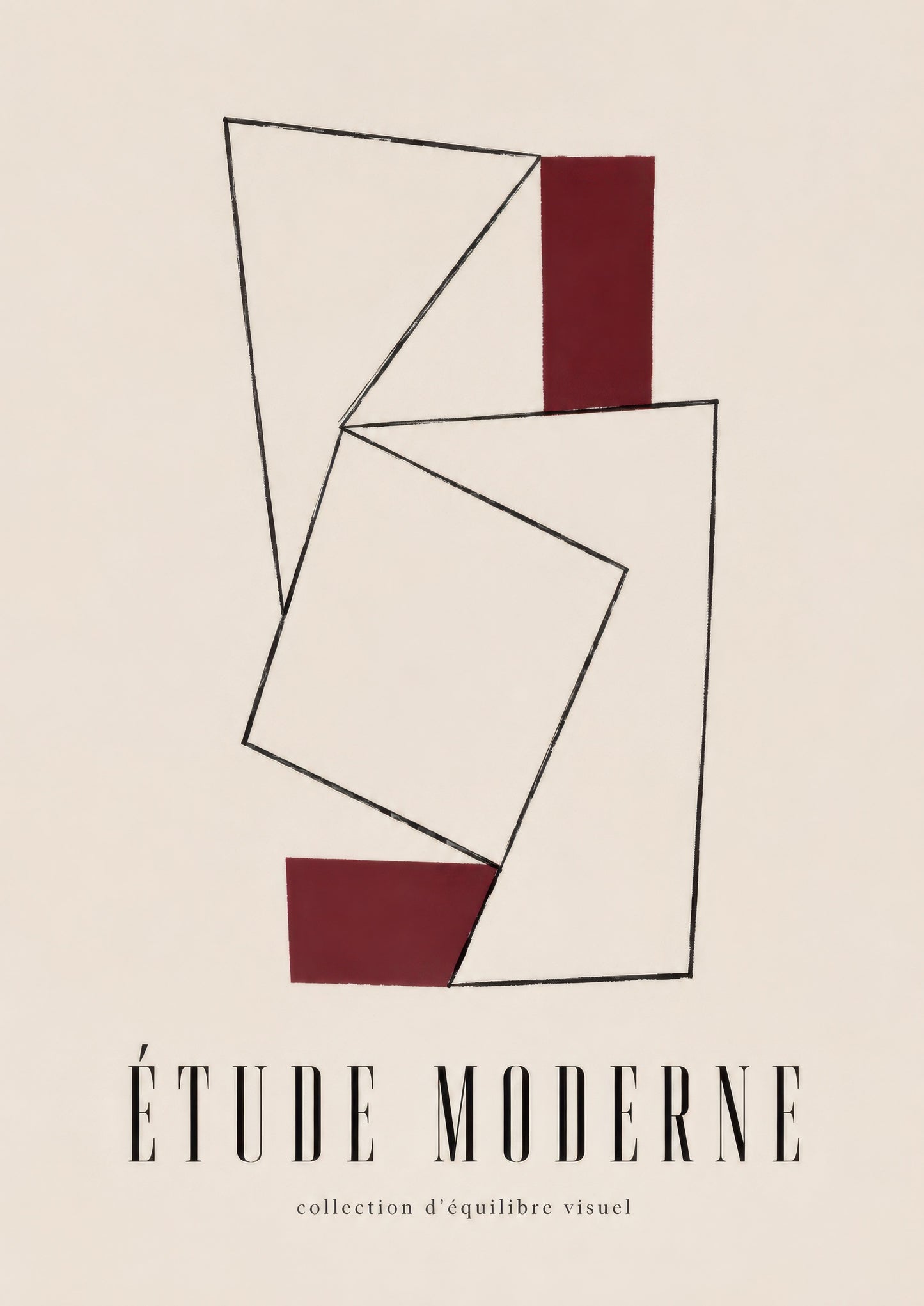 Bordo Bej Geometrik Soyut Modernist Duvar Tablosu