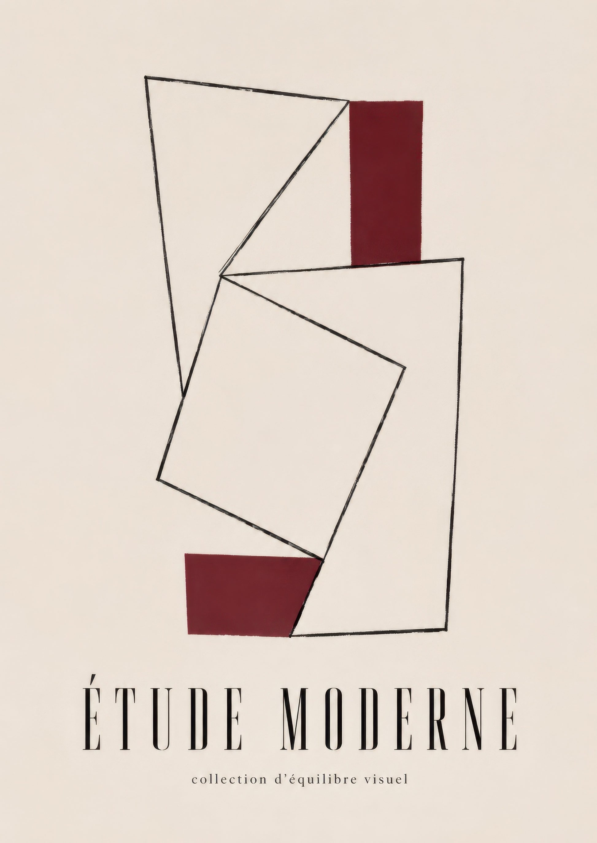 Bordo Bej Geometrik Soyut Modernist Duvar Tablosu