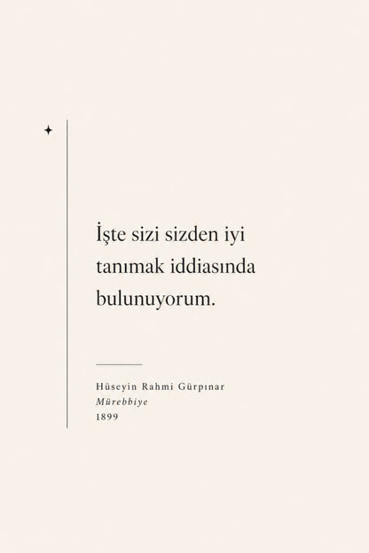 Bej Krem Hüseyin Rahmi Gürpınar Alıntı Tipografi Duvar Tablosu
