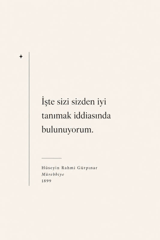 Bej Krem Hüseyin Rahmi Gürpınar Alıntı Tipografi Duvar Tablosu