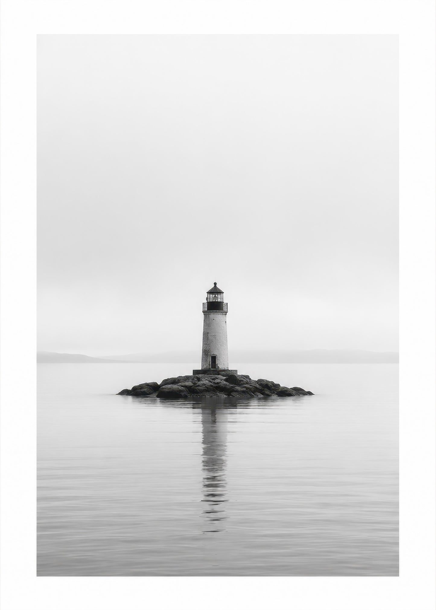 Siyah Beyaz Deniz Feneri Minimalist Duvar Tablosu