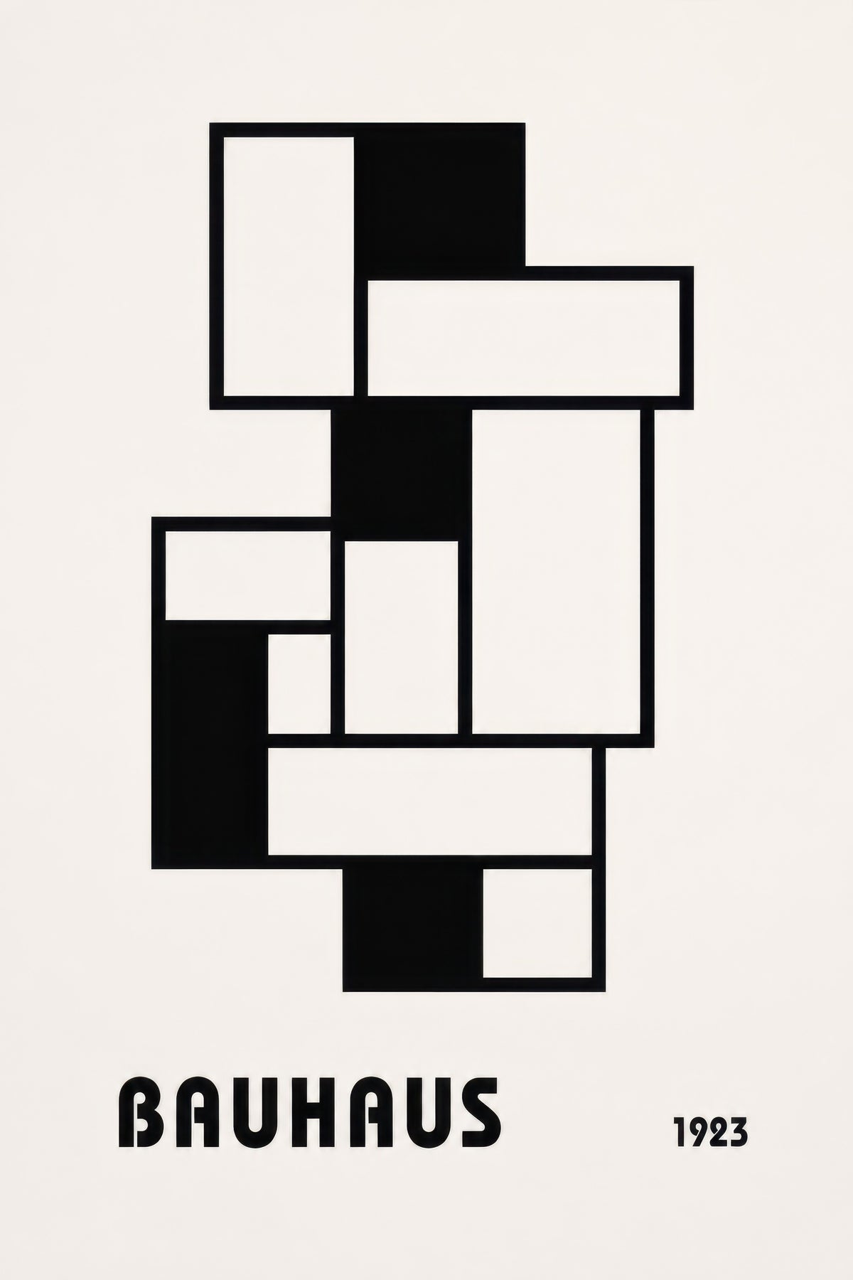 Siyah Beyaz Bauhaus Geometrik Mimari Duvar Tablosu
