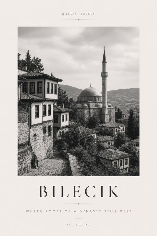 Siyah Beyaz Bilecik Tarihi Mimari Fotoğraf Duvar Tablosu