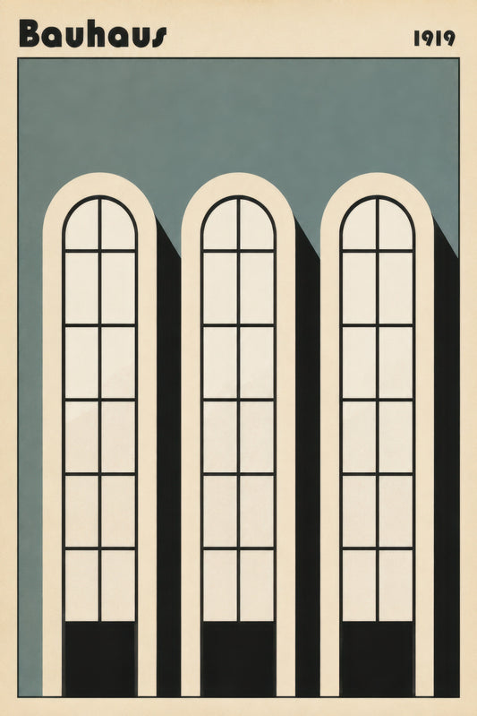 Gri Krem Bauhaus Mimari Geometrik Duvar Tablosu