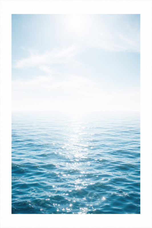 Mavi Beyaz Sakin Deniz Manzarası Minimalist Duvar Tablosu