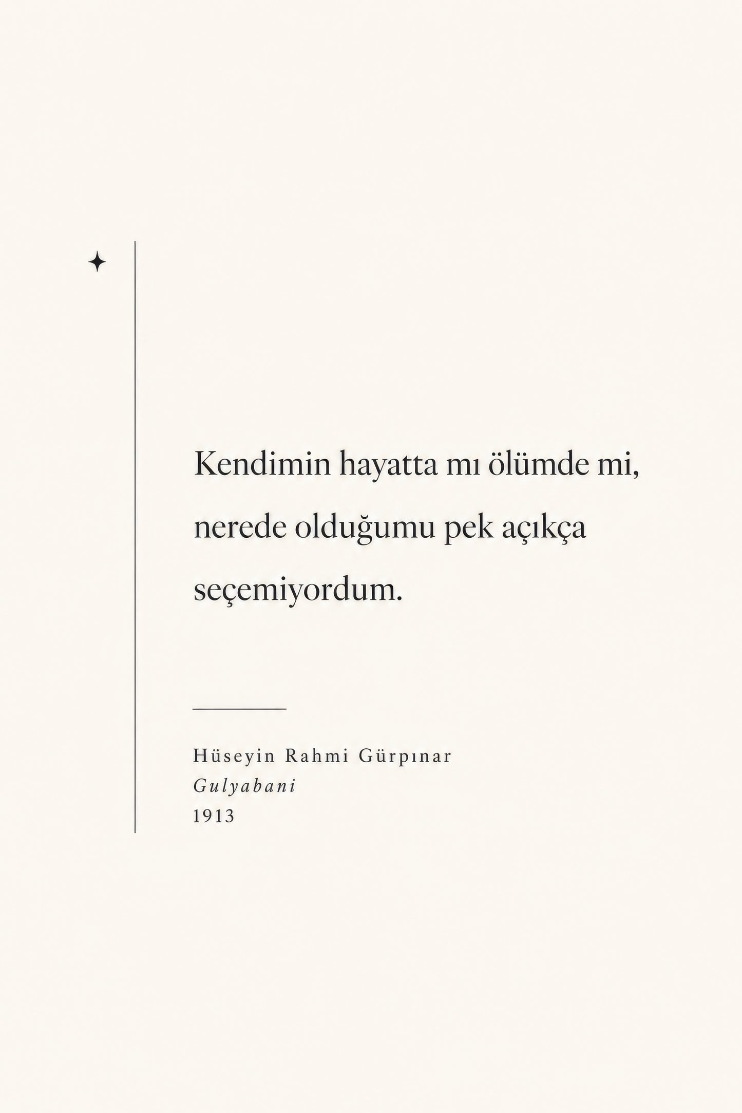 Krem Bej Hüseyin Rahmi Gürpınar Edebiyat Alıntısı Duvar Tablosu