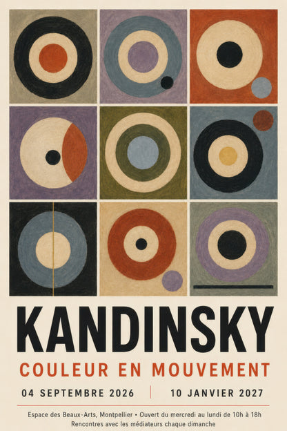 Krem Mor Turuncu Geometrik Soyut Sanat Kandinsky Tarzı Duvar Tablosu