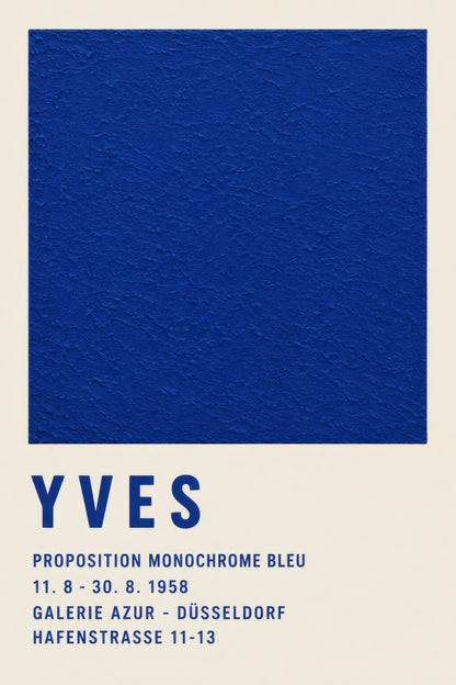 Mavi Bej Yves Klein Sergi Afişi Modern Sanat Duvar Tablosu