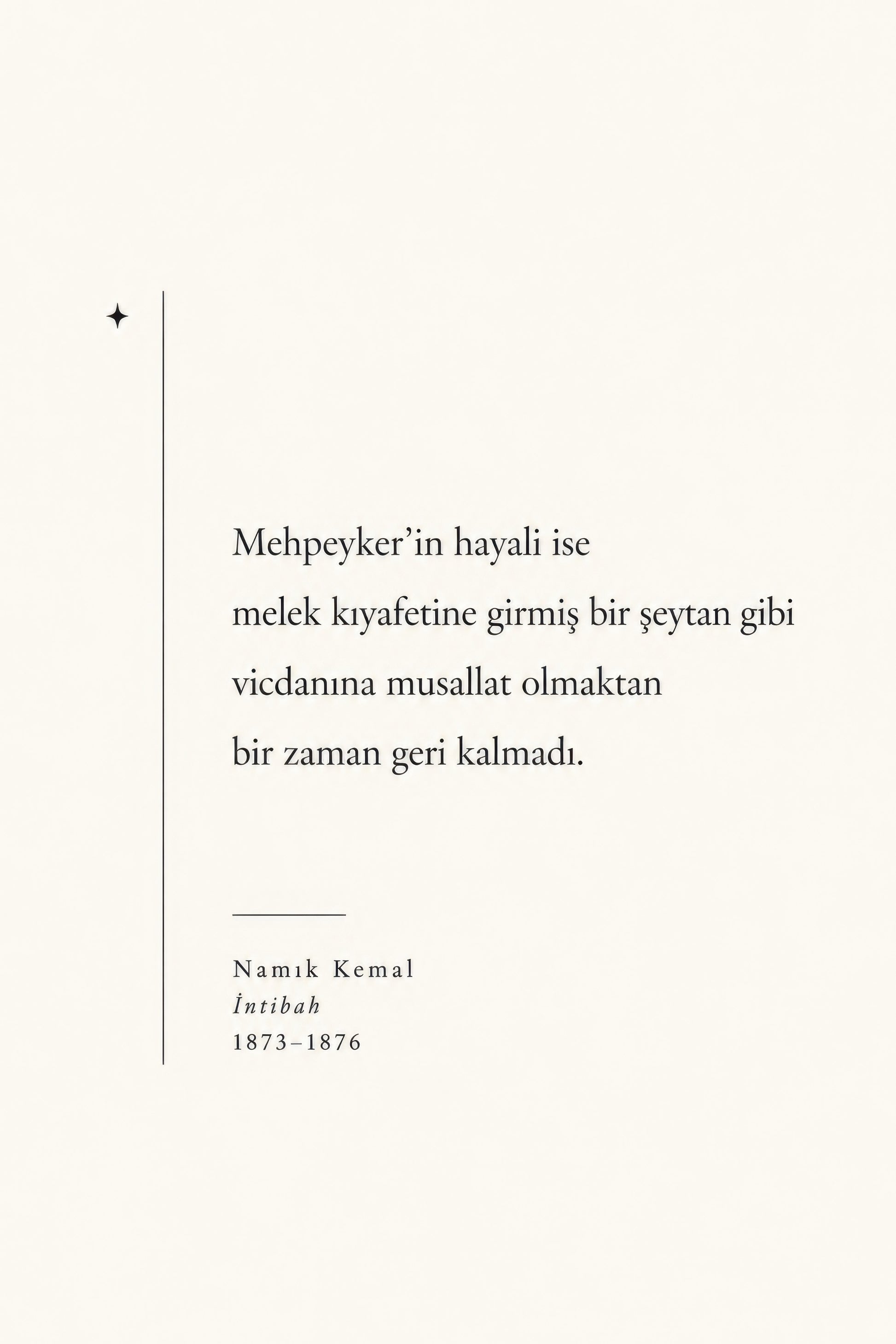 Krem Siyah Namık Kemal İntibah Alıntı Edebiyat Duvar Tablosu