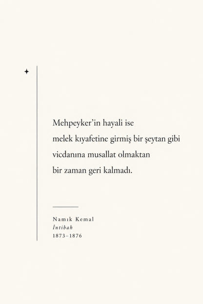 Krem Siyah Namık Kemal İntibah Alıntı Edebiyat Duvar Tablosu