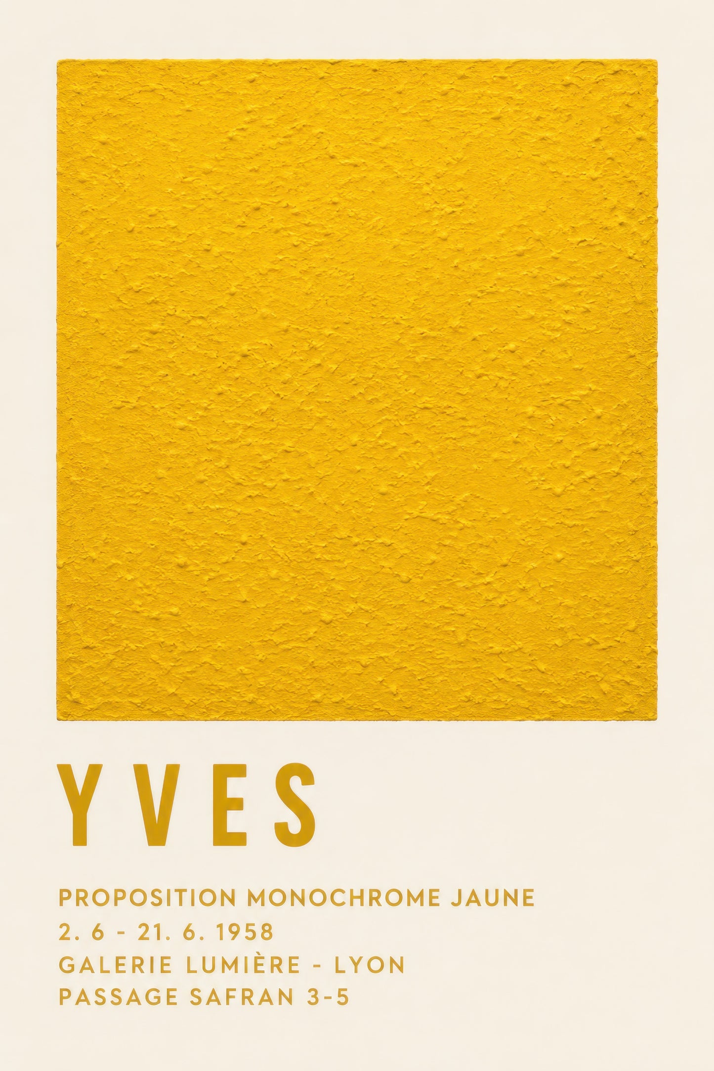 Sarı Bej Minimalist Sanat Sergisi Yves Klein Duvar Tablosu