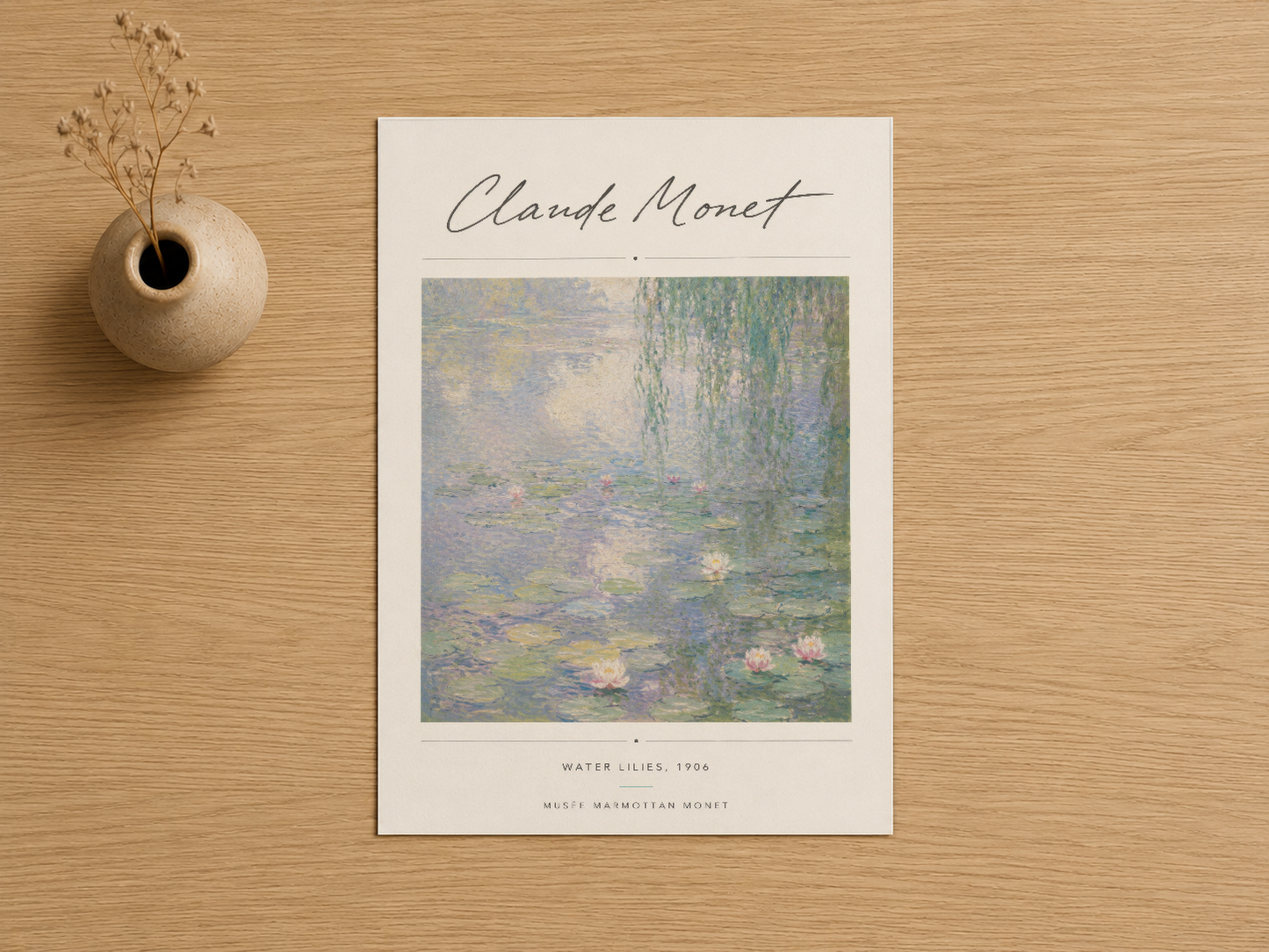 Monet'nin ikonik Su Nilüferleri tablosu, şık sanat baskısı olarak sunuluyor.