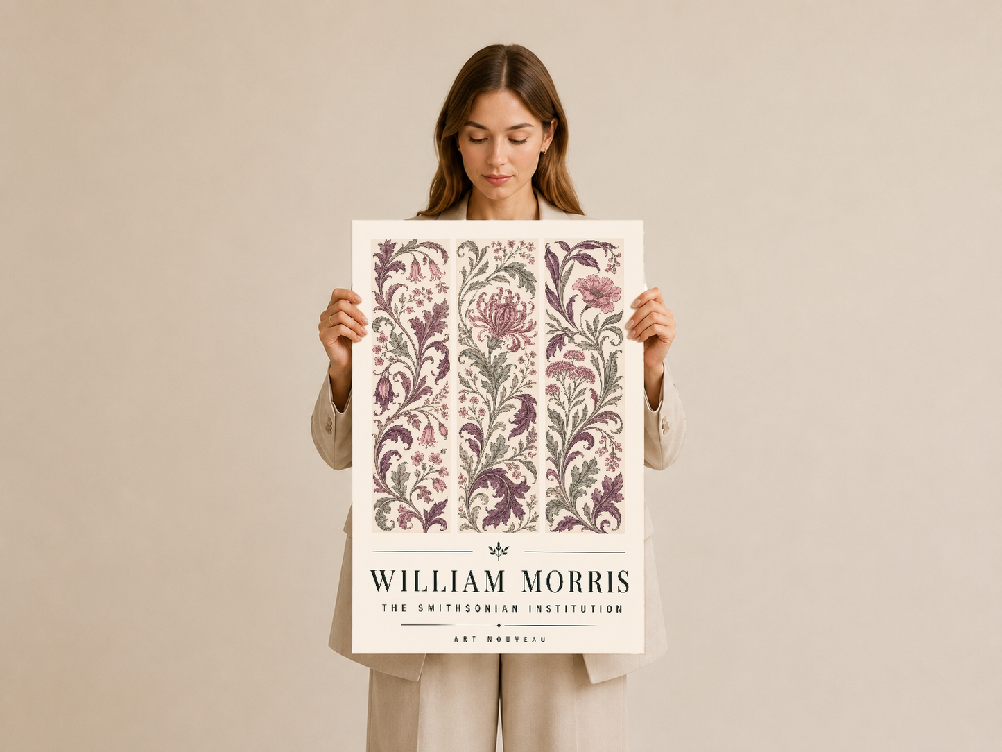 William Morris imzalı çiçek desenli poster, sanatsal ve şık bir dekorasyon parçası.