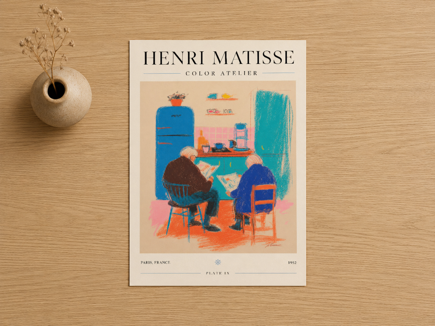 Henri Matisse Color Atelier baskısı, renkli portre sahnesi, klasik sanat poster koleksiyonuna ait.