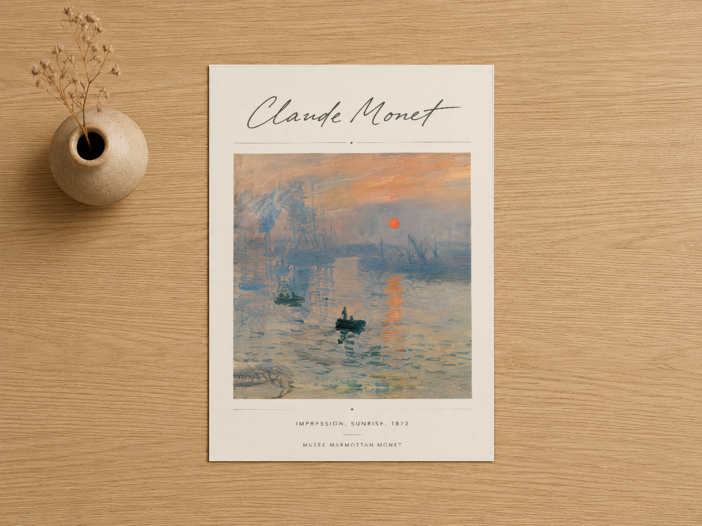 Claude Monet'nin 1872 tarihli Gündoğum: İntibaa eseri, müze kalitesinde poster baskı.