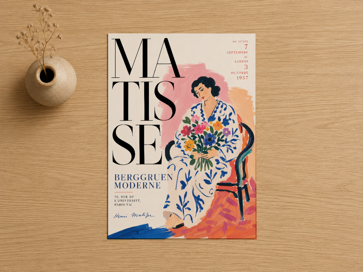 Matisse Berggruen Moderne tablosu, canlı renkleri ve stilize figürü ile sanat koleksiyonu ekleme.