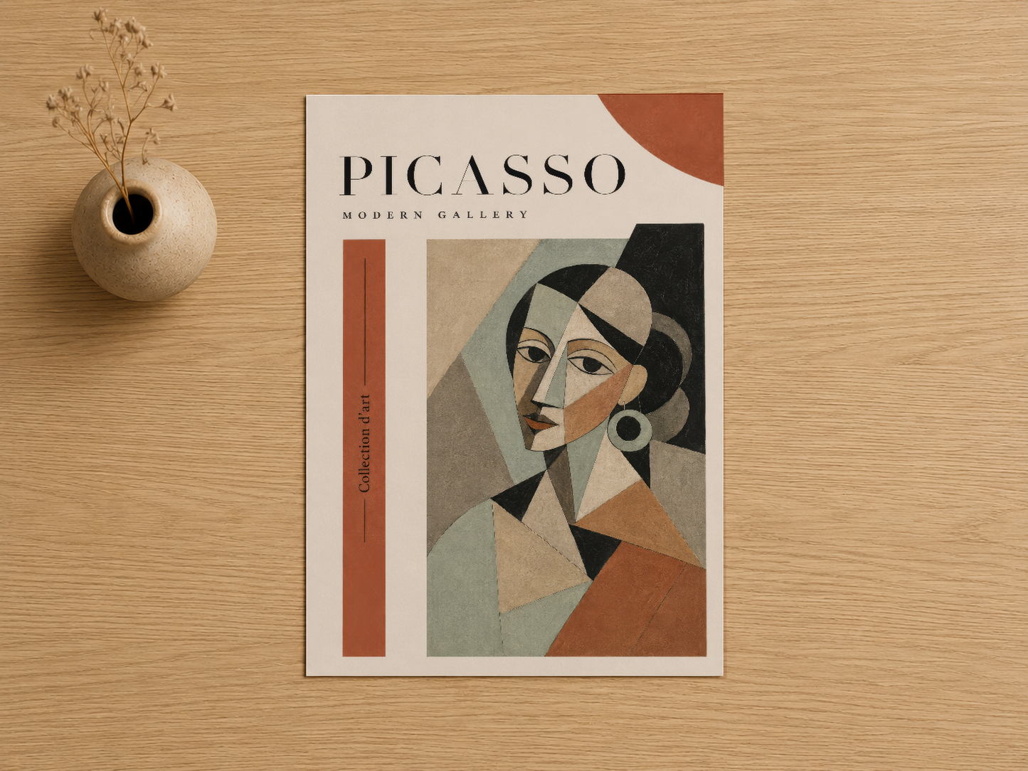 Picasso Modern Gallery posteri, geometrik yüz portresiyle sanat koleksiyonuna sofistikasyon katıyor.