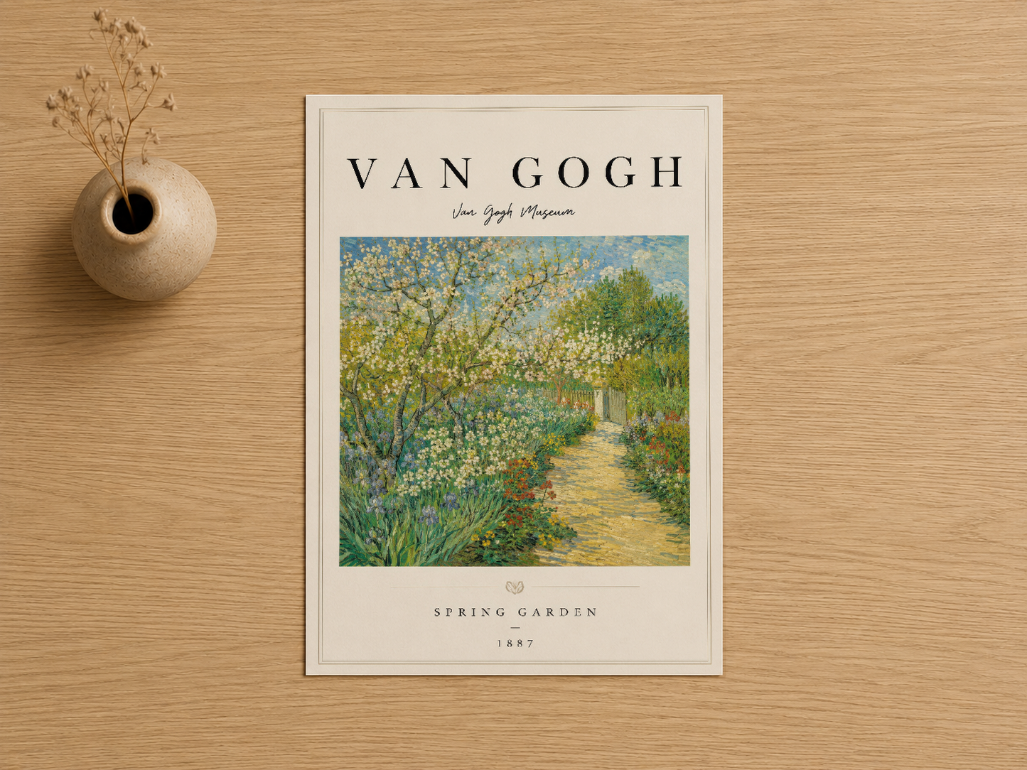 Van Gogh İlkbahar Bahçesi tablosu, 1887 eseri, canlı renk paletiyçı bahçe yolunu tasvir ediyor.