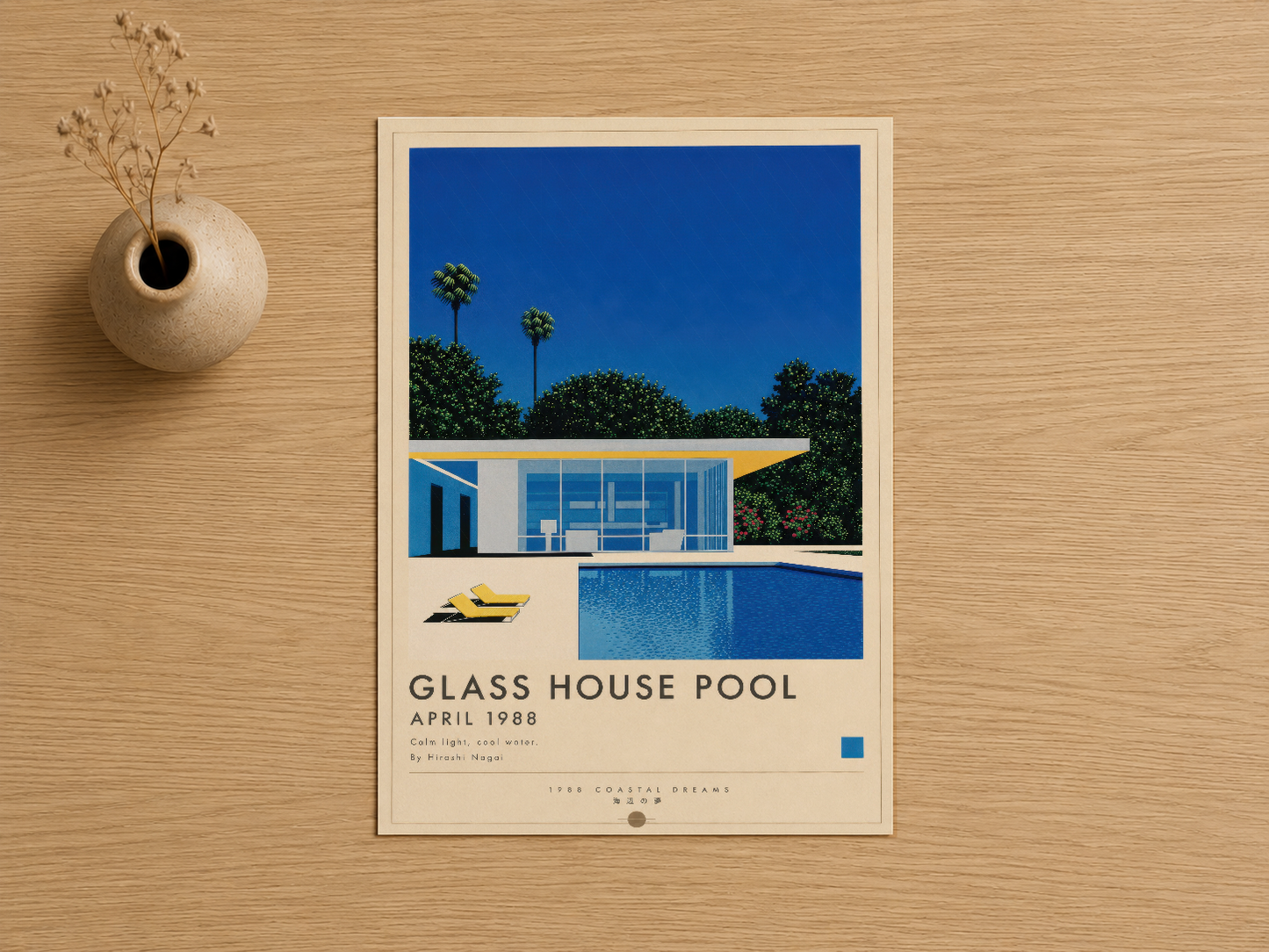 Glass House Pool poster, ikona mimarlık ve iç tasarım için çağdaş sanat baskısıdır.