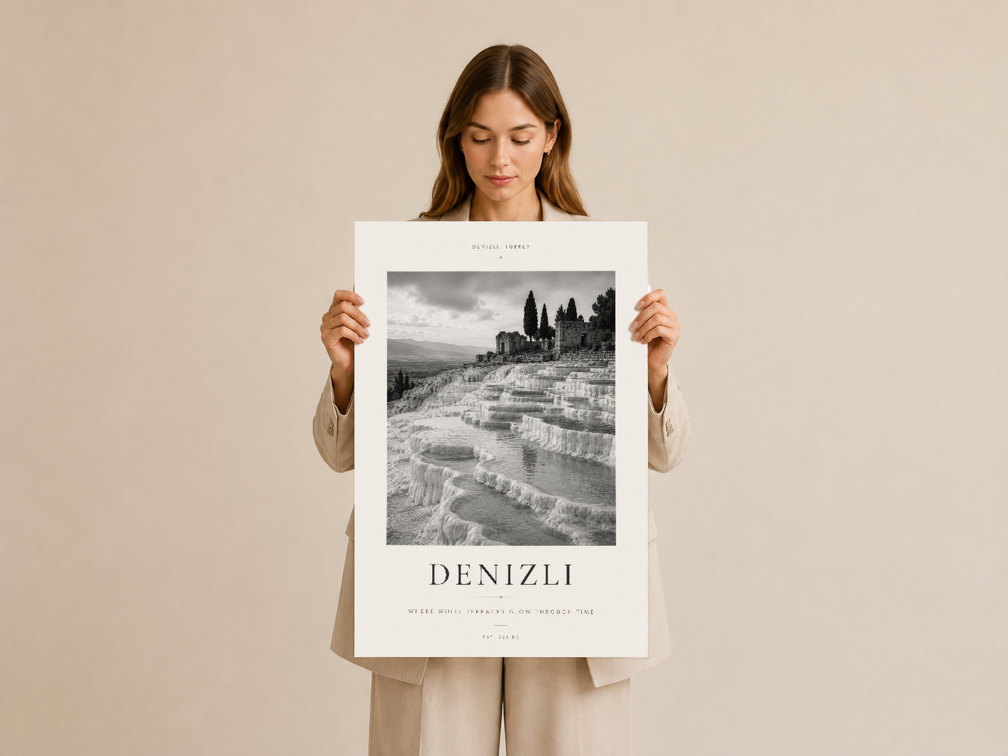 Denizli doğal güzelliğini yakalayan sanat tablosu, modern tasarımlı poster çerçevesinde sunuluyor.