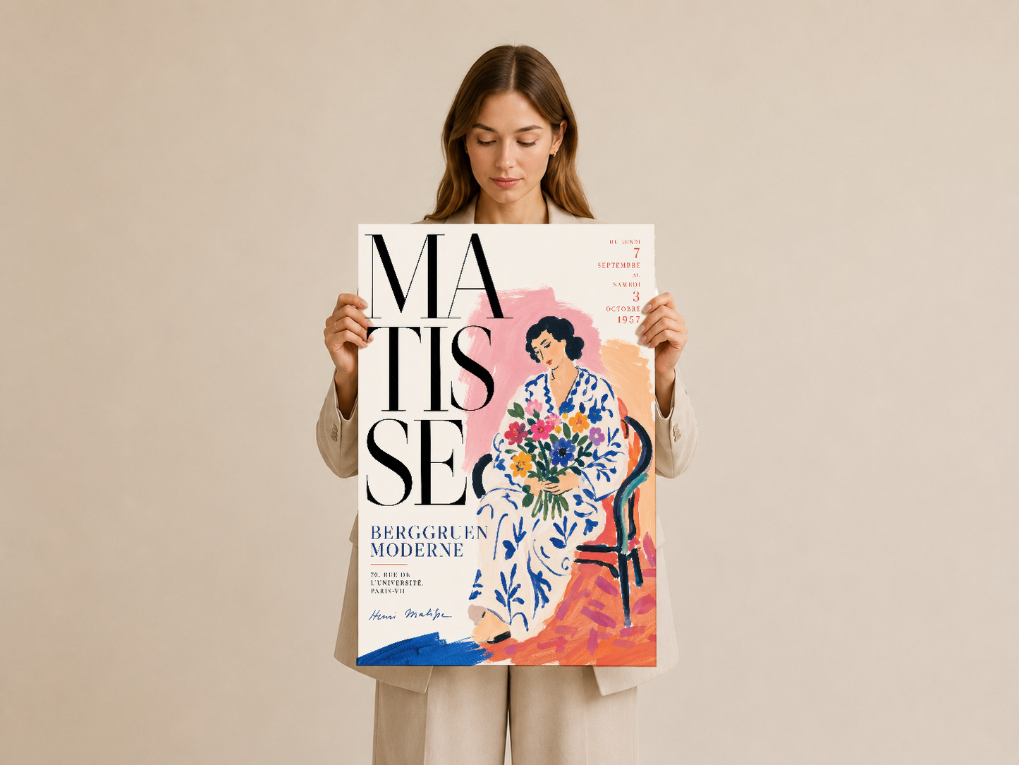 Matisse temalı duvar posteri, modern tasarım ve floral motiflerle dekoratif sanat eseri.