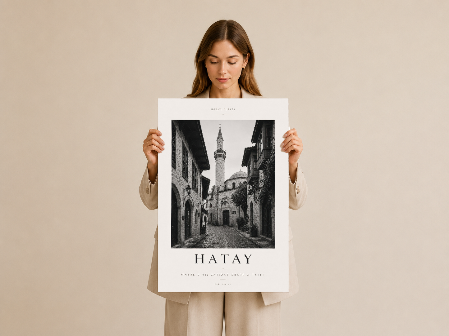 Hatay kent manzarası sanat tablosu, elegant poster formatında, tasarım severlerin favori seçimi.