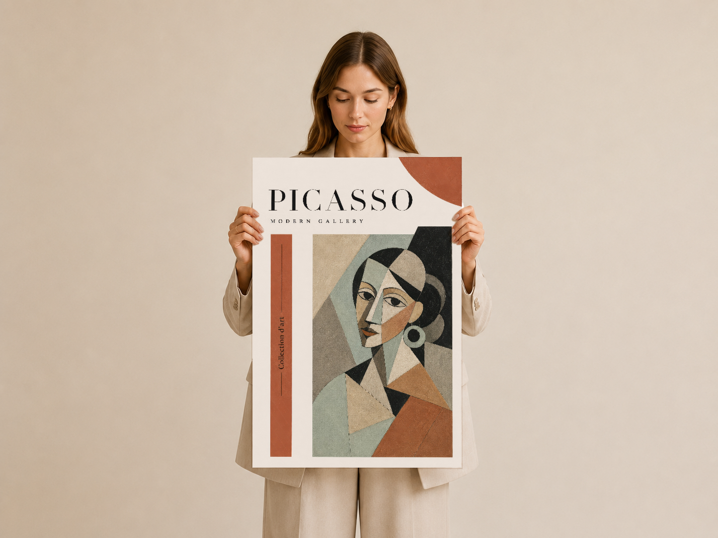 Picasso Modern Gallery sanat baskısı, kubist tarzda kadın portresinin özgün çalışması.
